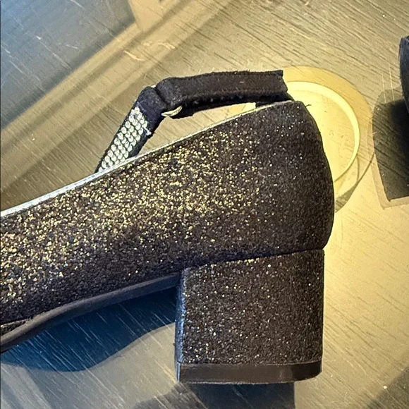 Sparkly Black Mary Jane Shoes with Silver Bow - Picture 6 of 6